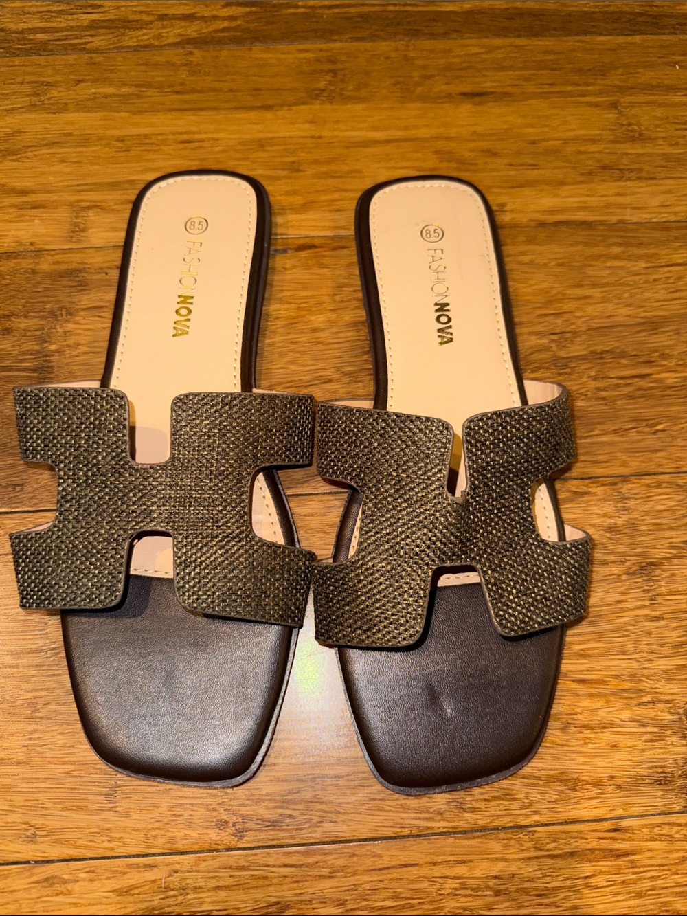 Fashion Nova Brown Textured Slide Mules